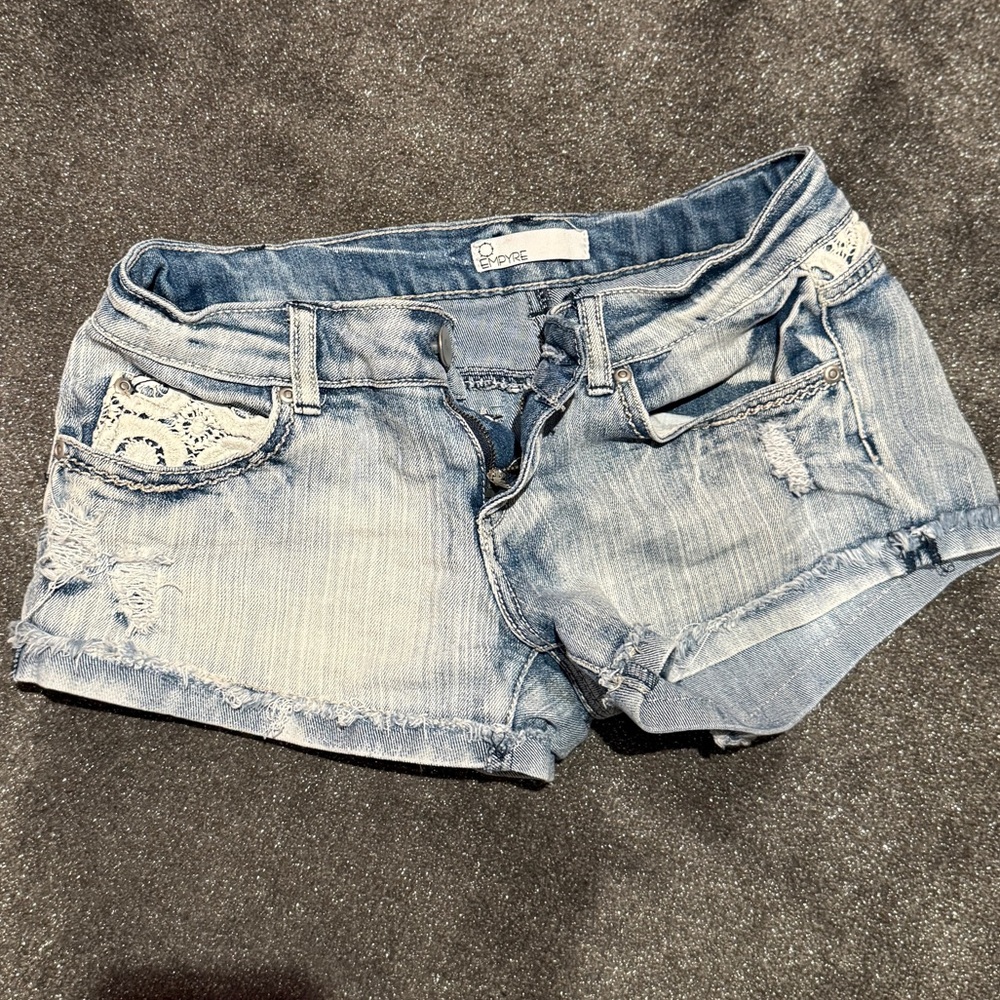 Empyre Y2K denim lace shorts